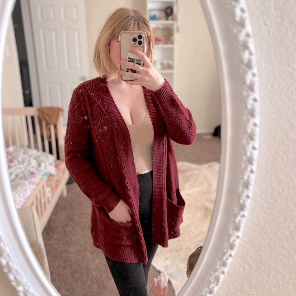 Faded Glory Burgundy Cardigan